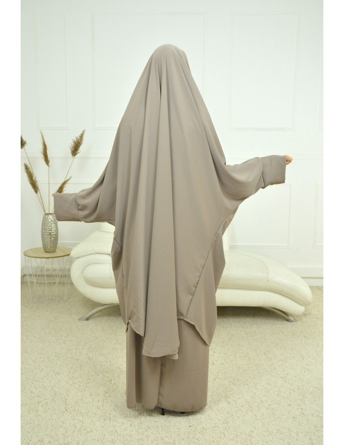 ENSEMBLE ROBE ET JUPE VOILE INTÉGRÉ TAUPE FEMME JILBAB - Accueil