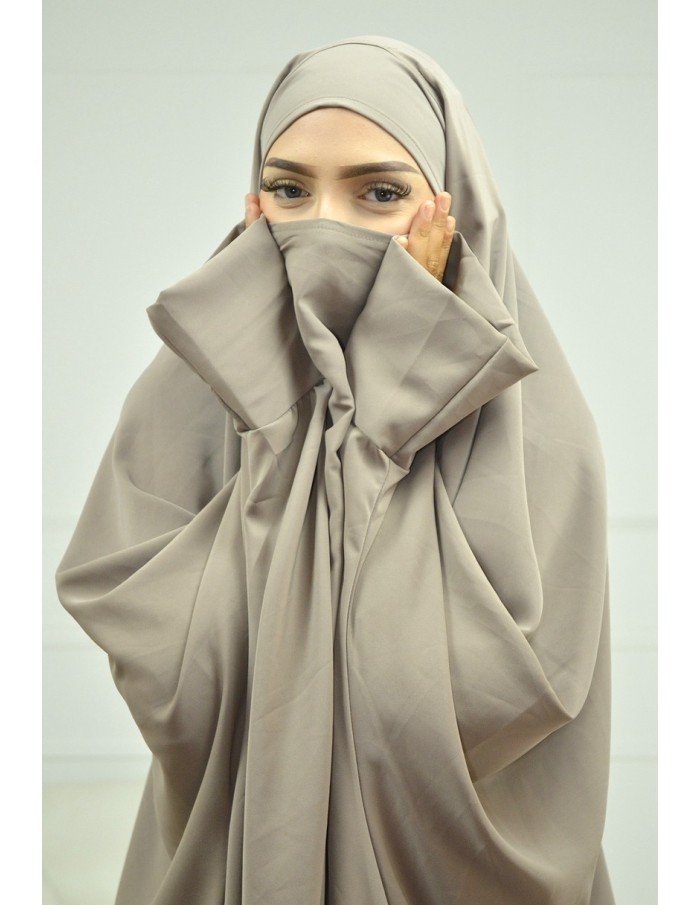ENSEMBLE ROBE ET JUPE VOILE INTÉGRÉ TAUPE FEMME JILBAB - Accueil