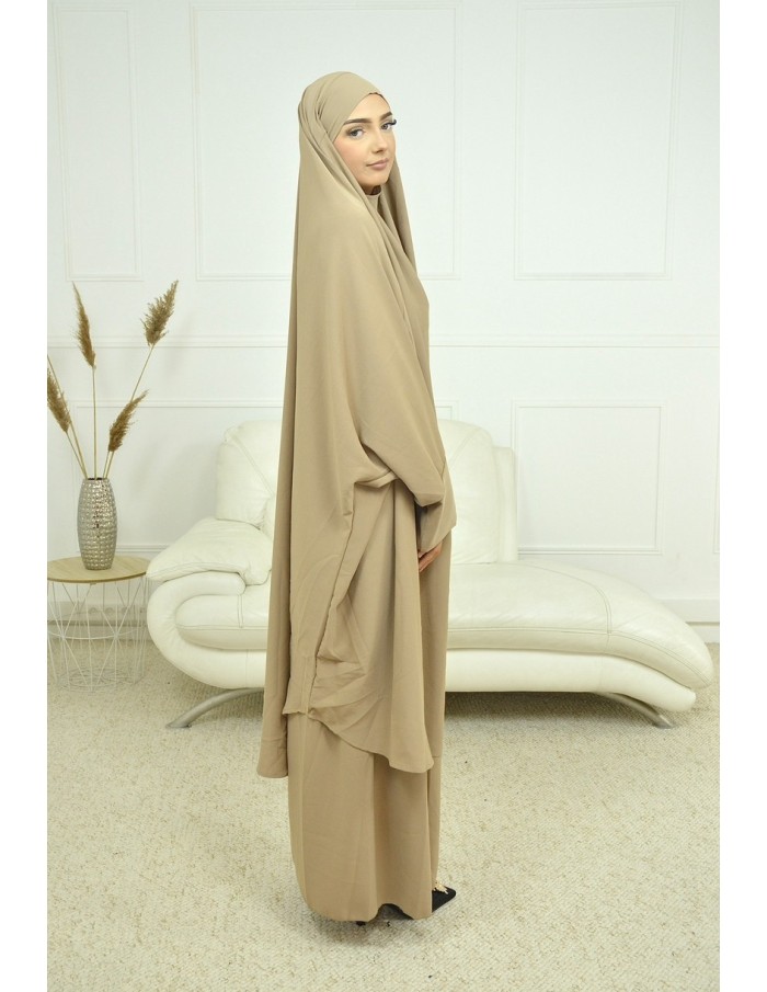 ENSEMBLE ROBE ET JUPE VOILE INTÉGRÉ BEIGE FEMME JILBAB - Accueil