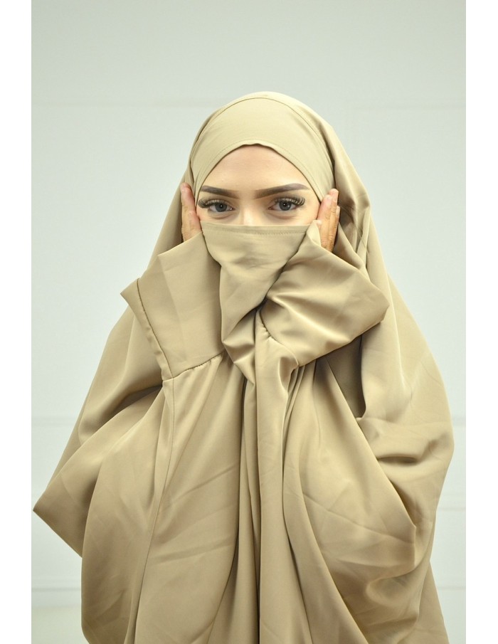 ENSEMBLE ROBE ET JUPE VOILE INTÉGRÉ BEIGE FEMME JILBAB - Accueil