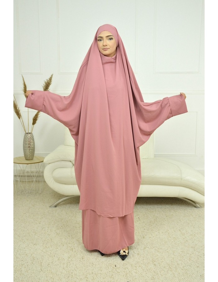 ENSEMBLE ROBE ET JUPE VOILE INTÉGRÉ VIEUX ROSE FEMME JILBAB - Accueil