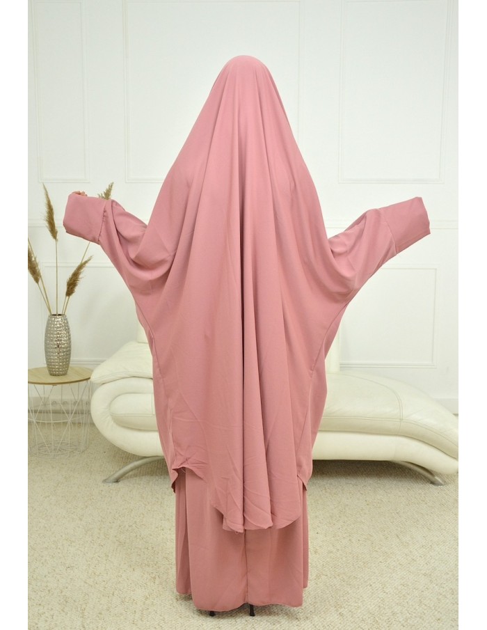 ENSEMBLE ROBE ET JUPE VOILE INTÉGRÉ VIEUX ROSE FEMME JILBAB - Accueil