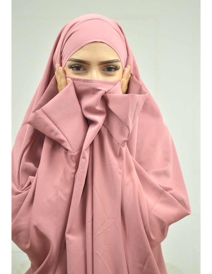 ENSEMBLE ROBE ET JUPE VOILE INTÉGRÉ VIEUX ROSE FEMME JILBAB - Accueil