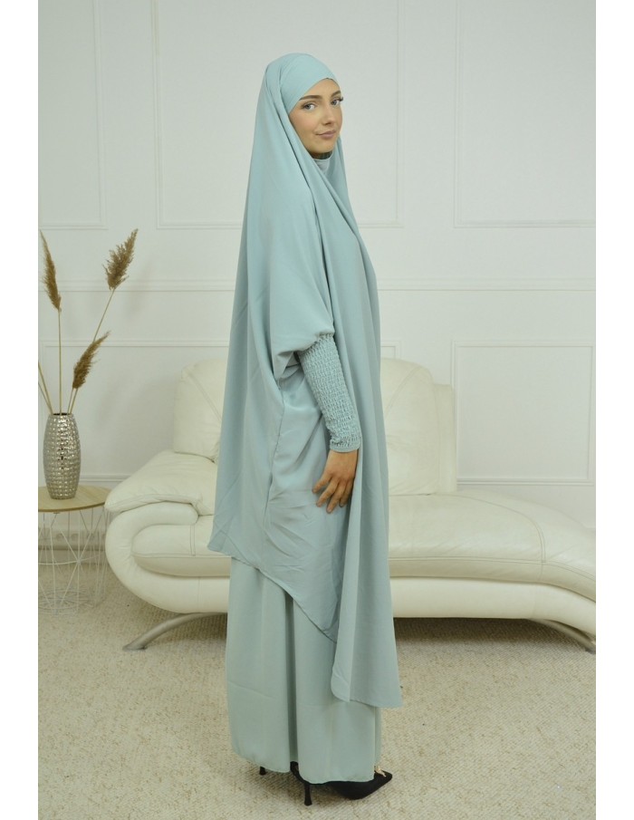 ENSEMBLE 2 PIÈCES FEMME VERT D EAU AVEC VOILE INTÉGRÉ JILBEB - Accueil