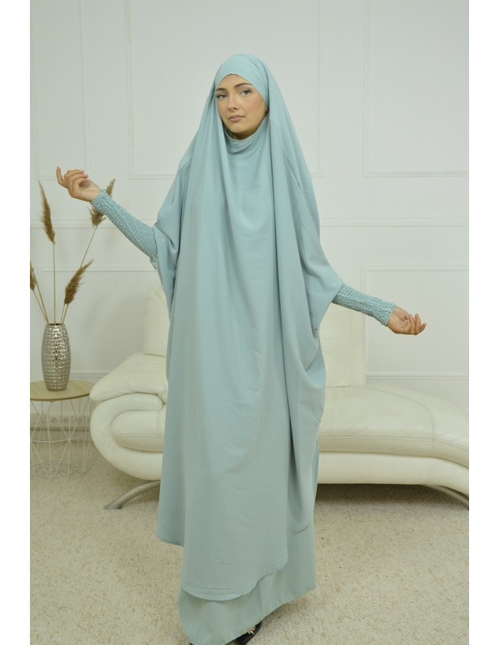 ENSEMBLE 2 PIÈCES FEMME VERT D EAU AVEC VOILE INTÉGRÉ JILBEB - Accueil