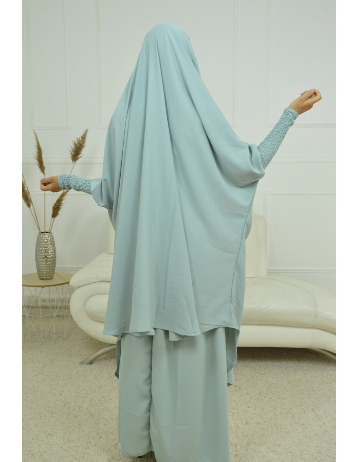 ENSEMBLE 2 PIÈCES FEMME VERT D EAU AVEC VOILE INTÉGRÉ JILBEB - Accueil