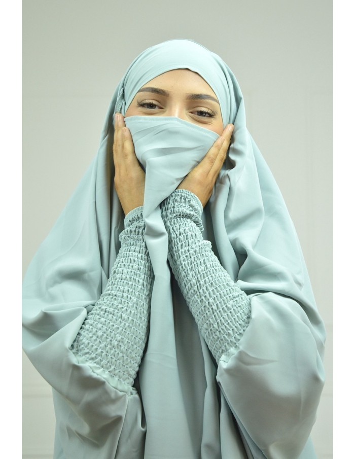 ENSEMBLE 2 PIÈCES FEMME VERT D EAU AVEC VOILE INTÉGRÉ JILBEB - Accueil
