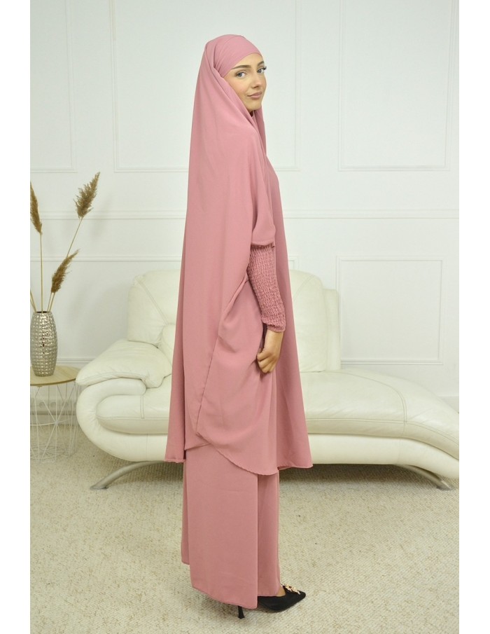ENSEMBLE 2 PIÈCES FEMME ROSE AVEC VOILE INTÉGRÉ JILBEB - Accueil