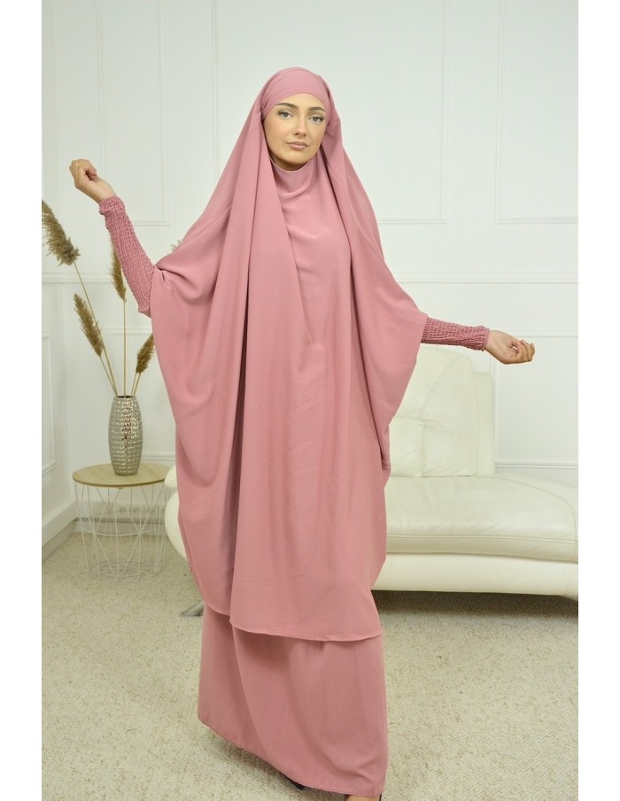 ENSEMBLE 2 PIÈCES FEMME ROSE AVEC VOILE INTÉGRÉ JILBEB - Accueil