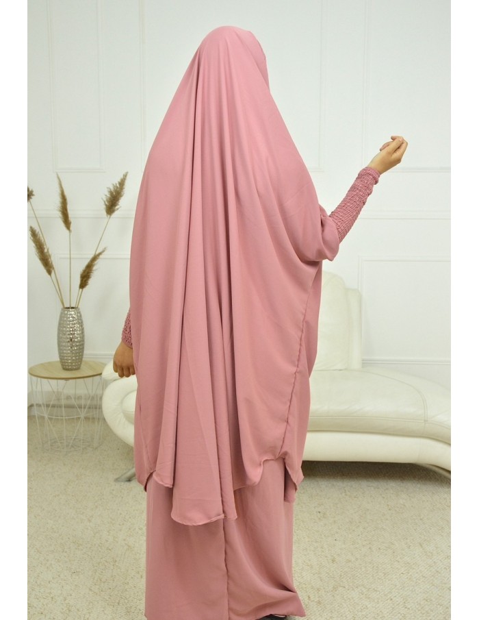 ENSEMBLE 2 PIÈCES FEMME ROSE AVEC VOILE INTÉGRÉ JILBEB - Accueil