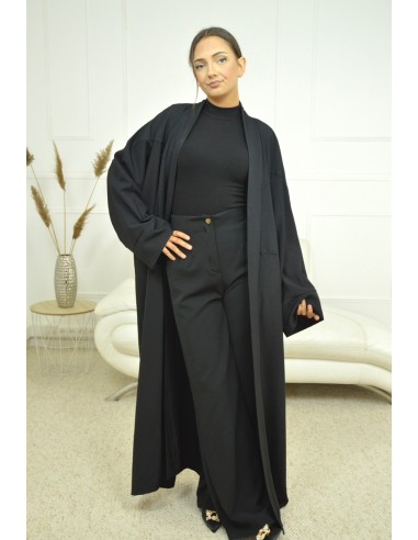 manteau LONG À POCHES NOIR - FEMME