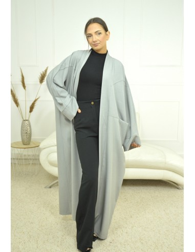 manteau LONG À POCHES gris - FEMME