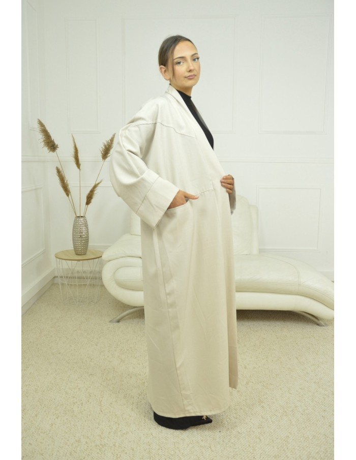 manteau LONG À POCHES beige - FEMME - Accueil