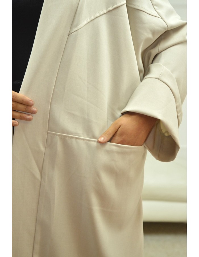 manteau LONG À POCHES beige - FEMME - Accueil