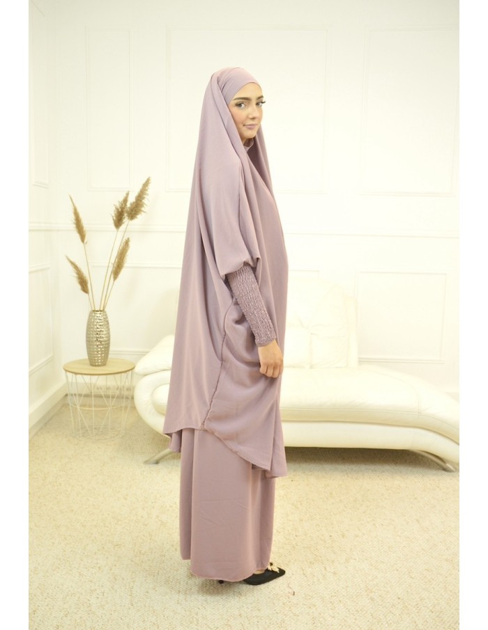 ENSEMBLE 2 PIÈCES FEMME VIEUX ROSE AVEC VOILE INTÉGRÉ JILBEB - Accueil