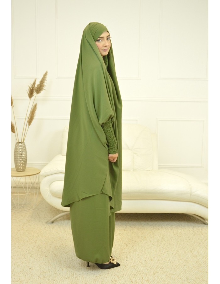 ENSEMBLE 2 PIÈCES FEMME KAKI AVEC VOILE INTÉGRÉ JILBEB - Accueil