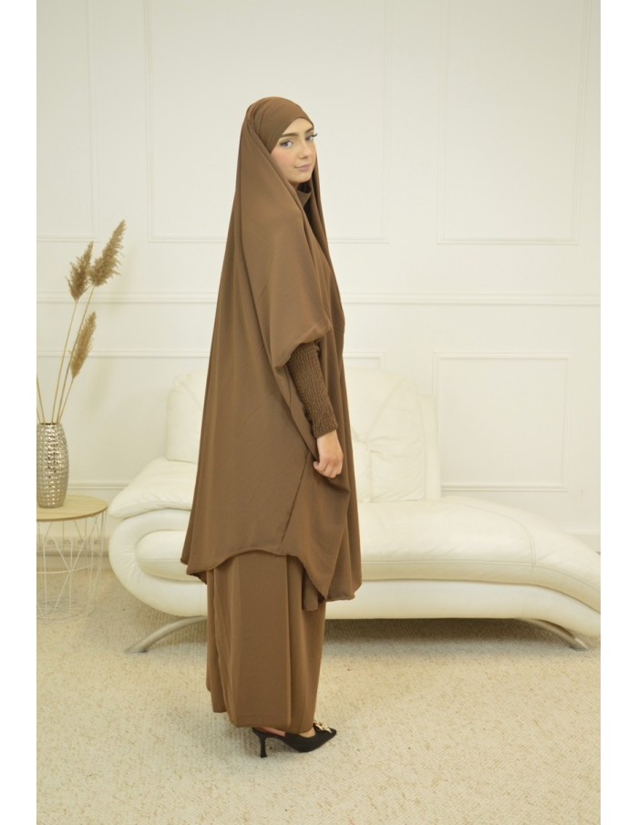 ENSEMBLE 2 PIÈCES FEMME MARRON AVEC VOILE INTÉGRÉ JILBEB - Accueil