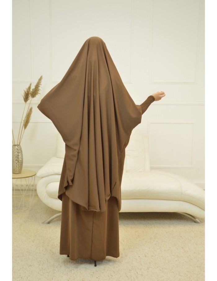 ENSEMBLE 2 PIÈCES FEMME MARRON AVEC VOILE INTÉGRÉ JILBEB - Accueil