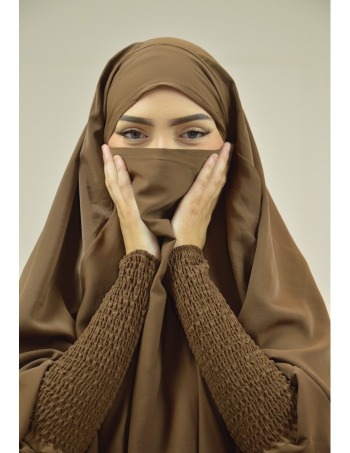 ENSEMBLE 2 PIÈCES FEMME MARRON AVEC VOILE INTÉGRÉ JILBEB - Accueil