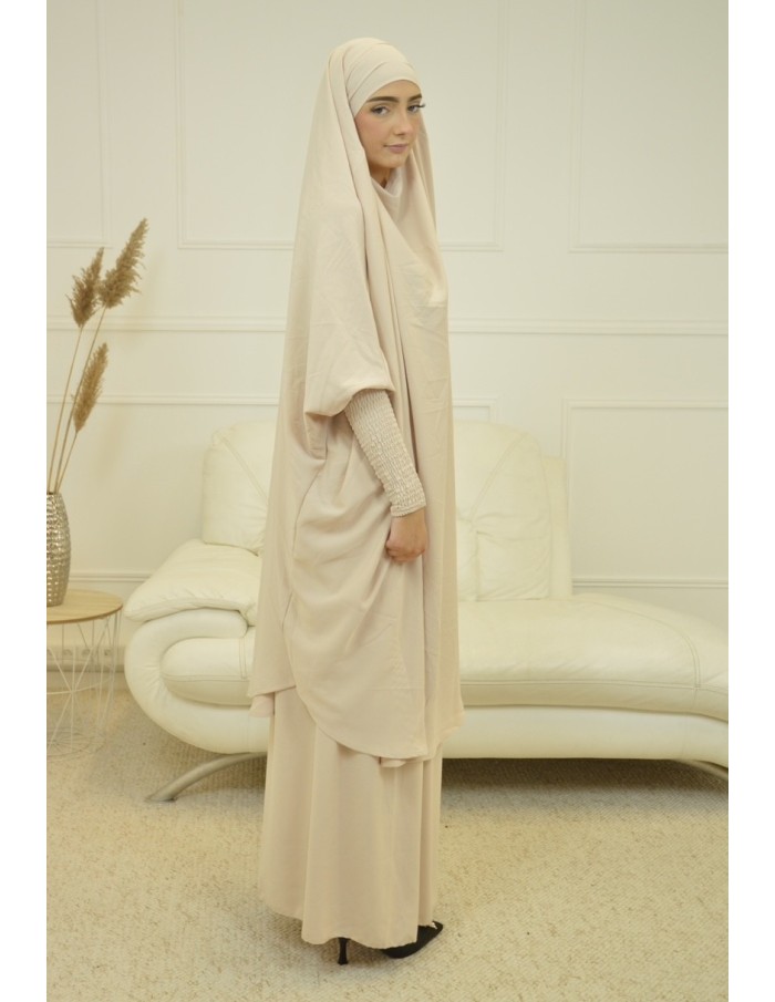 ENSEMBLE 2 PIÈCES FEMME CREME AVEC VOILE INTÉGRÉ JILBEB - Accueil