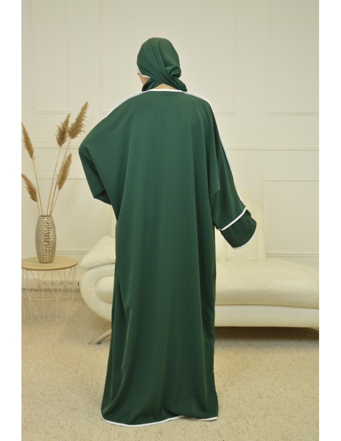 ENSEMBLE 2 PIECES AVEC VOILE INTEGRÉ VERT FONCER ABAYA - MASTOUR - Accueil
