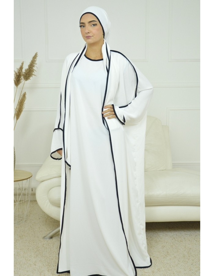 ENSEMBLE 2 PIECES AVEC VOILE INTEGRÉ BLANC ABAYA - Accueil