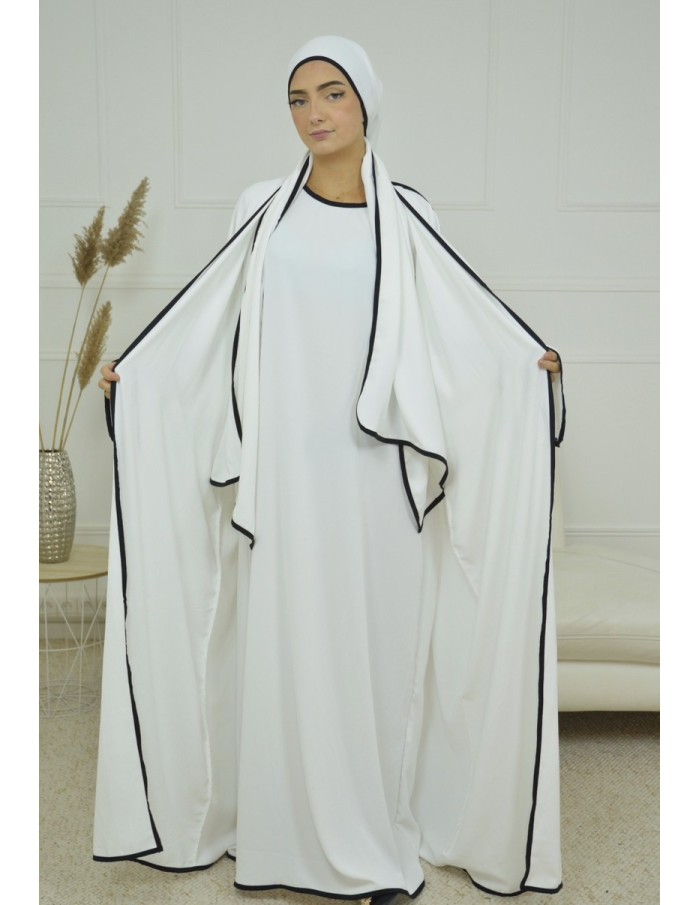 ENSEMBLE 2 PIECES AVEC VOILE INTEGRÉ BLANC ABAYA - Accueil