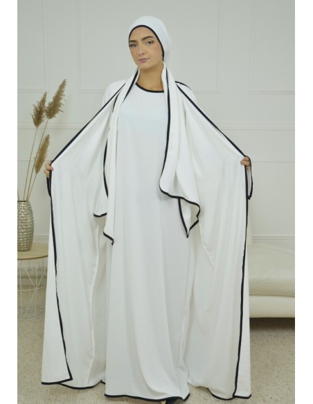 ENSEMBLE 2 PIECES AVEC VOILE INTEGRÉ BLANC ABAYA - Accueil