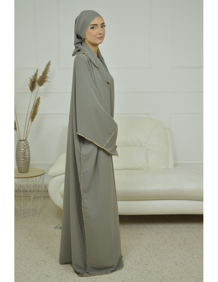 ENSEMBLE 2 PIECES AVEC VOILE INTEGRÉ GRIS ABAYA - MASTOUR - Accueil
