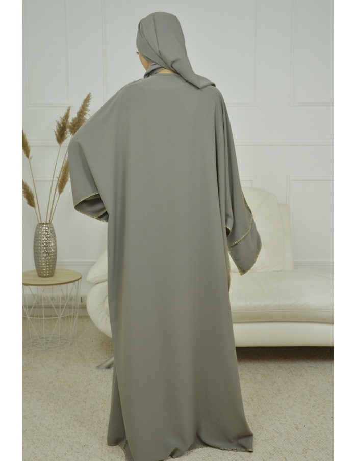 ENSEMBLE 2 PIECES AVEC VOILE INTEGRÉ GRIS ABAYA - MASTOUR - Accueil