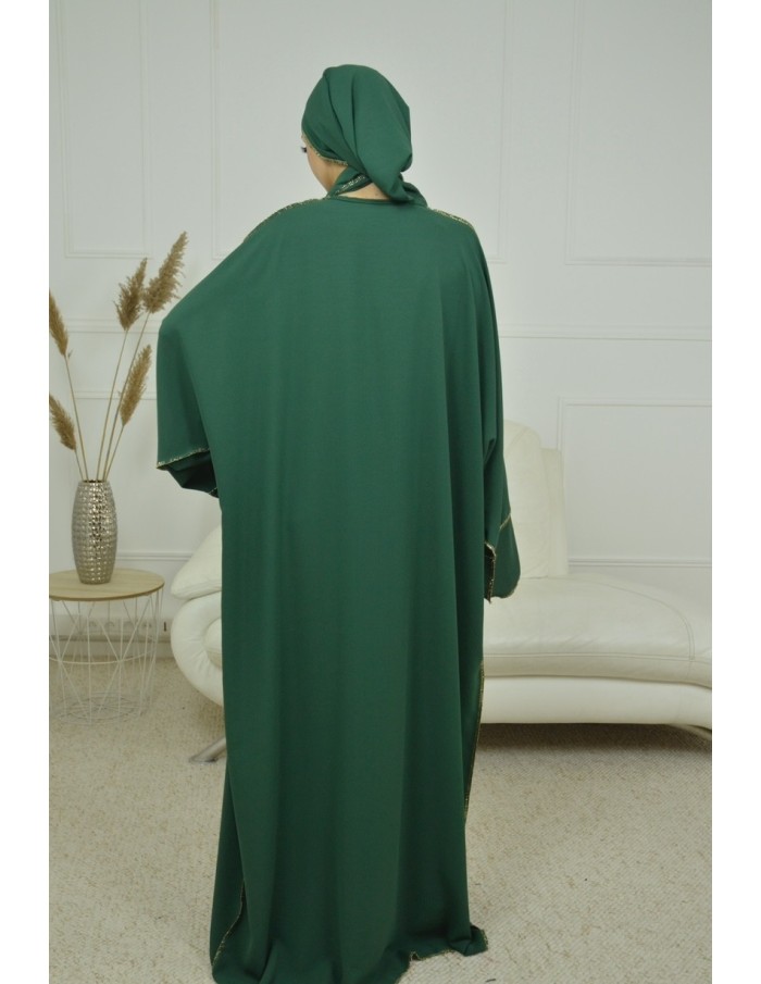ENSEMBLE 2 PIECES AVEC VOILE INTEGRÉ VERT JADE ABAYA - MASTOUR - Accueil