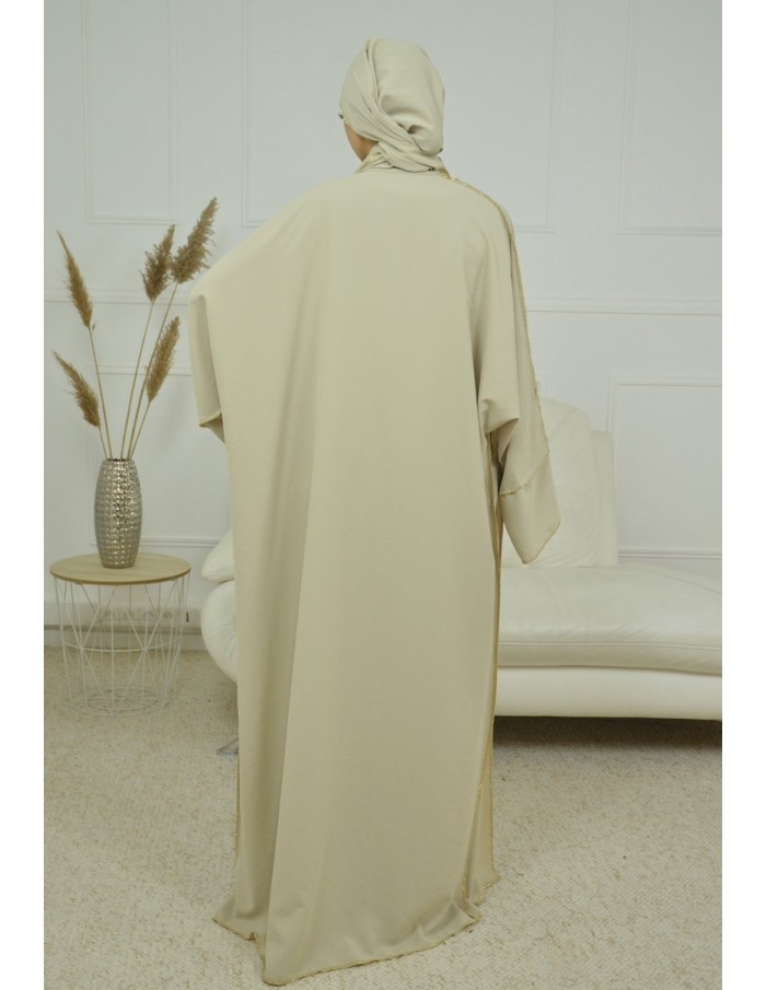 ENSEMBLE 2 PIECES AVEC VOILE INTEGRÉ BEIGE ABAYA - MASTOUR - Accueil