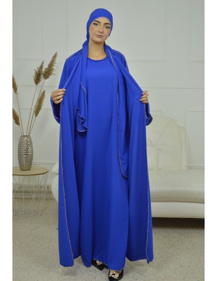 ENSEMBLE 2 PIECES AVEC VOILE INTEGRÉ BLEU ELECTRIC ABAYA - MASTOUR - Accueil