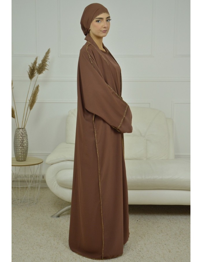 ENSEMBLE 2 PIECES AVEC VOILE INTEGRÉ CAMEL ABAYA - MASTOUR - Accueil
