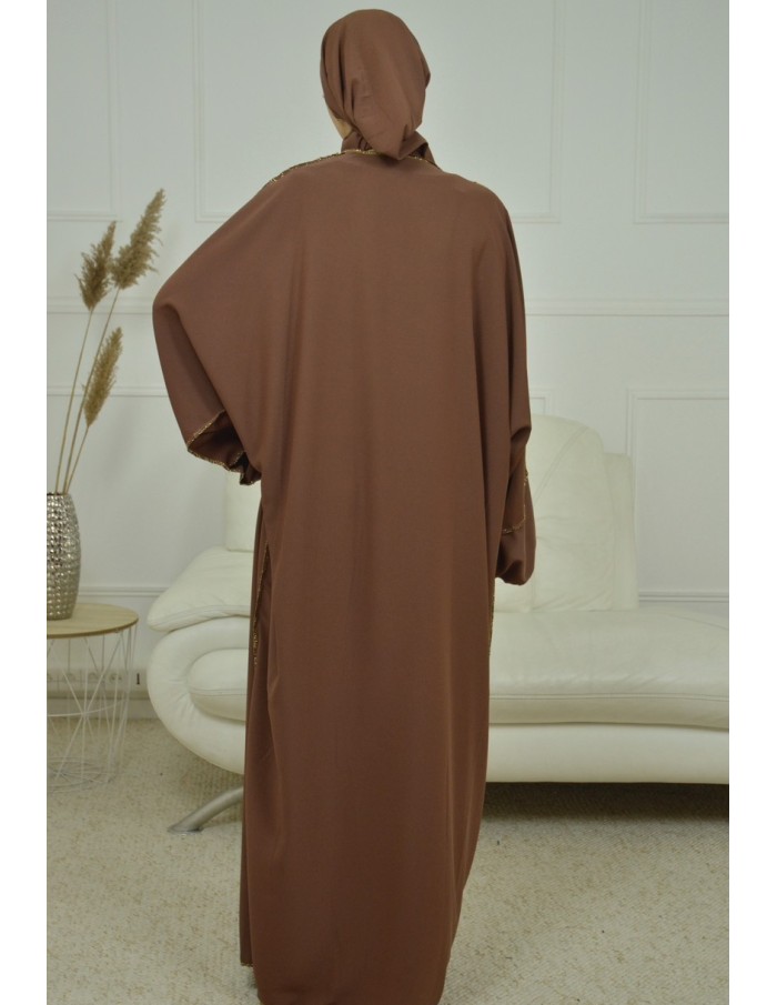 ENSEMBLE 2 PIECES AVEC VOILE INTEGRÉ CAMEL ABAYA - MASTOUR - Accueil