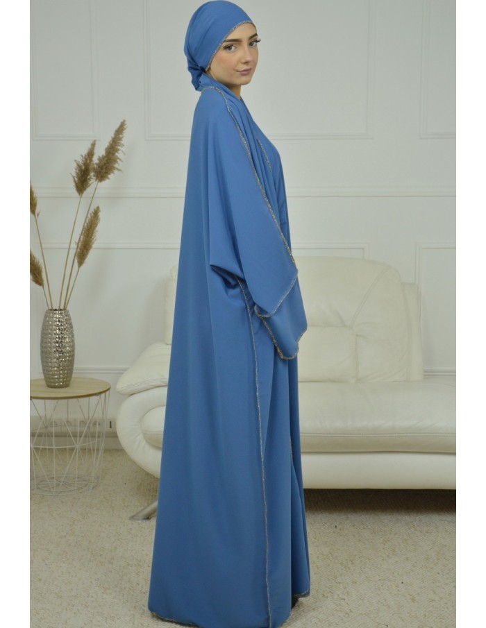 ENSEMBLE 2 PIECES AVEC VOILE INTEGRÉ BLEU ABAYA - MASTOUR - Accueil