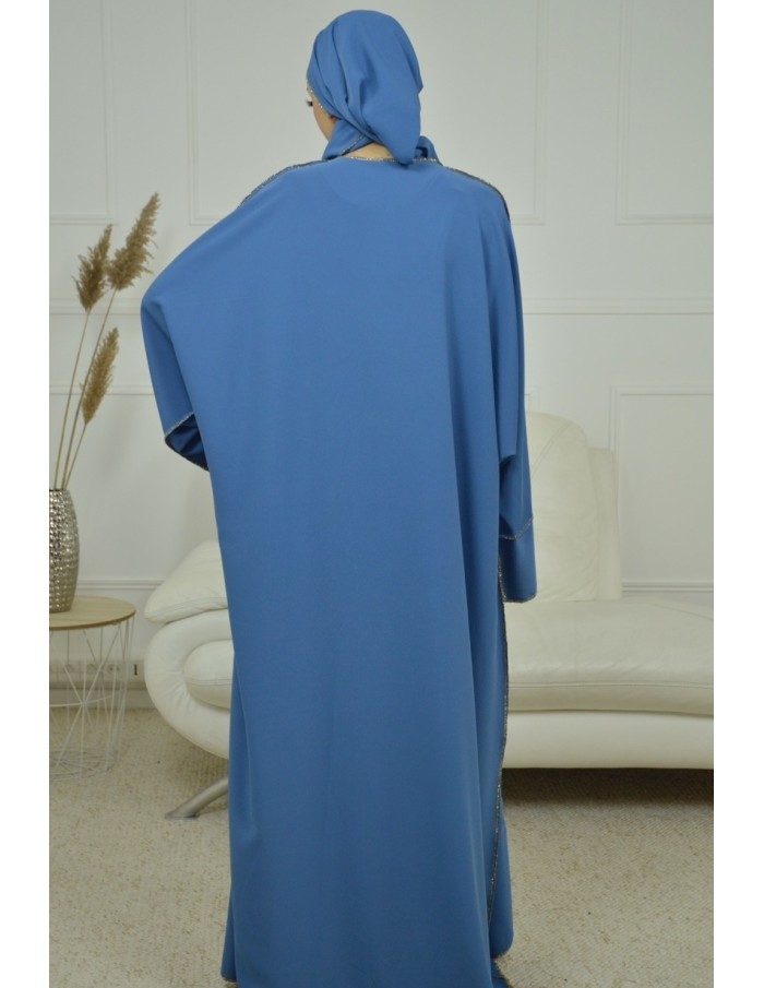 ENSEMBLE 2 PIECES AVEC VOILE INTEGRÉ BLEU ABAYA - MASTOUR - Accueil