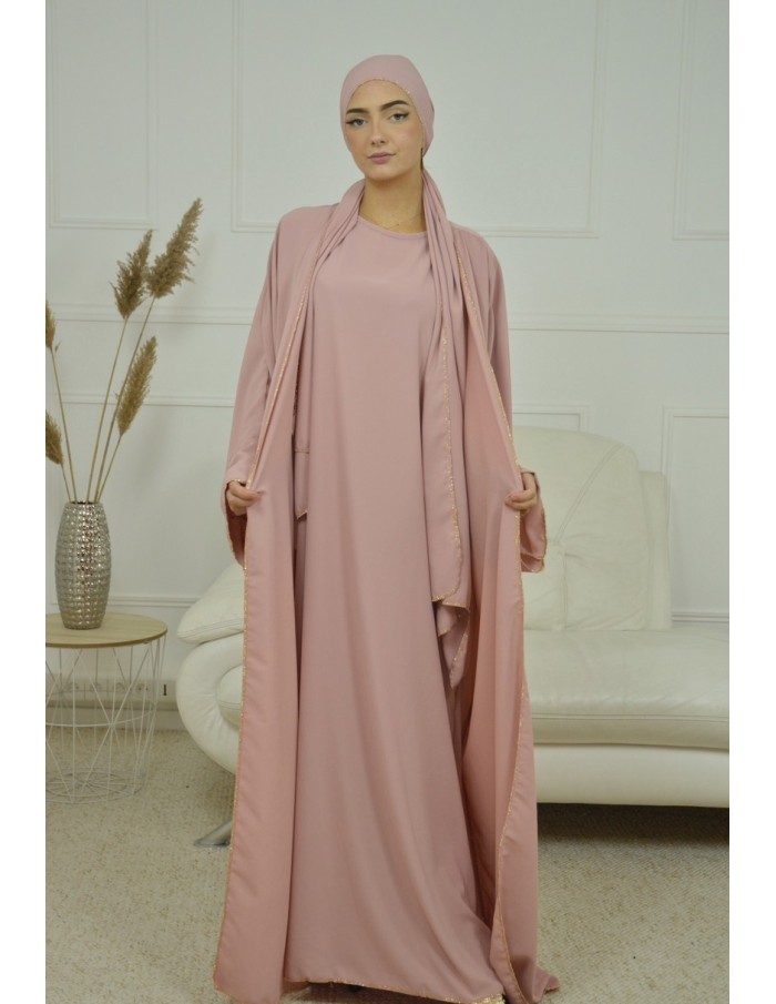 ENSEMBLE 2 PIECES AVEC VOILE INTEGRÉ ROSE ABAYA - MASTOUR - Accueil