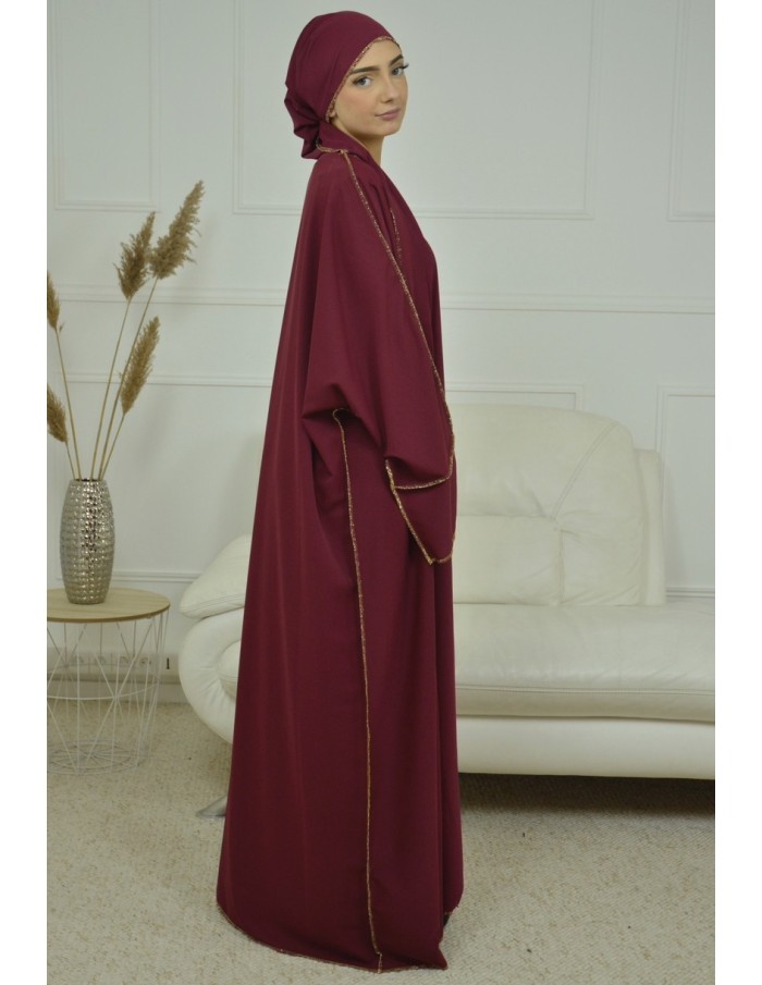 ENSEMBLE 2 PIECES AVEC VOILE INTEGRÉ BORDEAU ABAYA - MASTOUR - Accueil