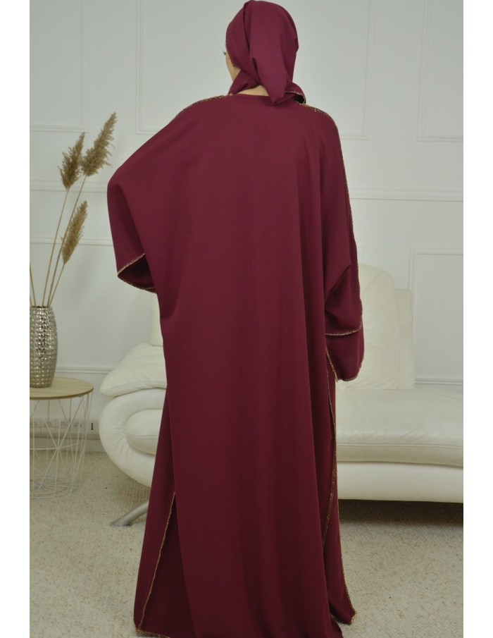 ENSEMBLE 2 PIECES AVEC VOILE INTEGRÉ BORDEAU ABAYA - MASTOUR - Accueil