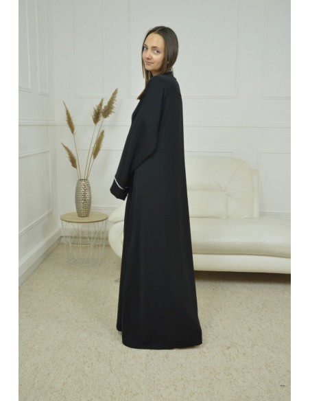 ROBE CACHE-COEUR À BORDURES ARGENTÉES KIMONO noir FEMME - Accueil