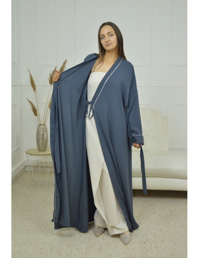 ROBE CACHE-COEUR À BORDURES ARGENTÉES KIMONO BLEUJ LILOU FEMME - Accueil