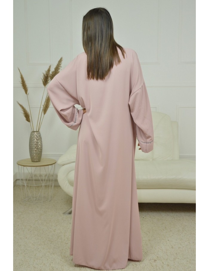 ROBE CACHE-COEUR À BORDURES ARGENTÉES KIMONO ROSE CLAIR FEMME - Accueil