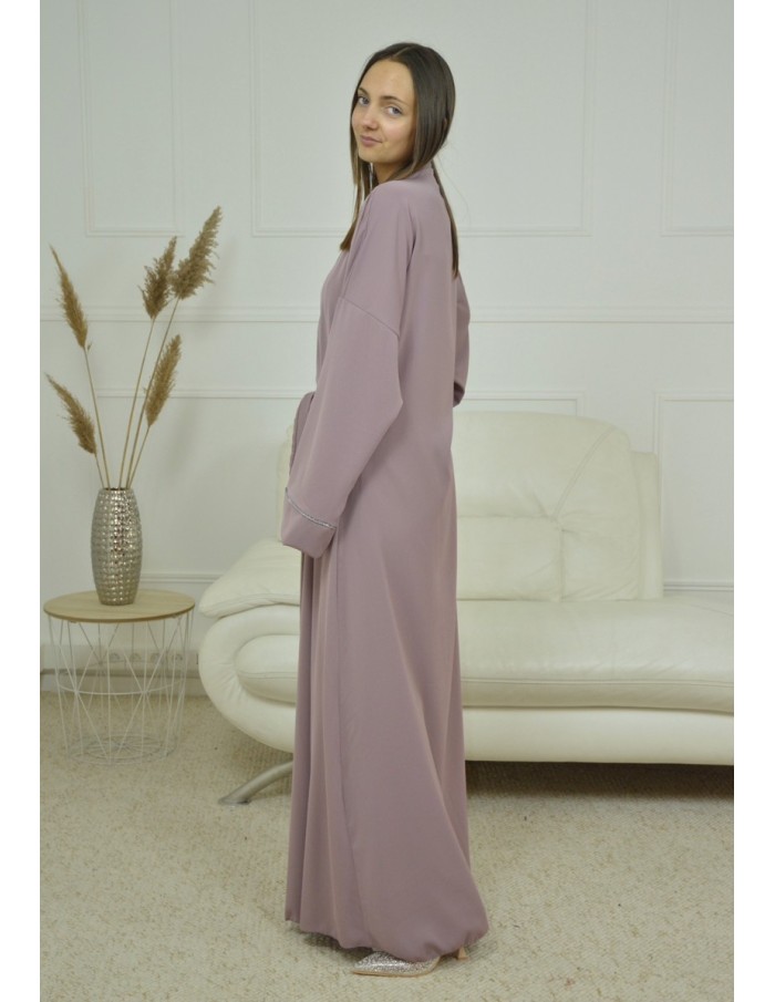ROBE CACHE-COEUR À BORDURES ARGENTÉES KIMONO LILA FEMME - Accueil