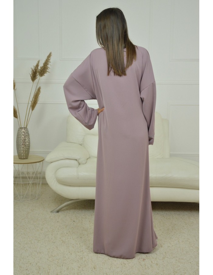 ROBE CACHE-COEUR À BORDURES ARGENTÉES KIMONO LILA FEMME - Accueil