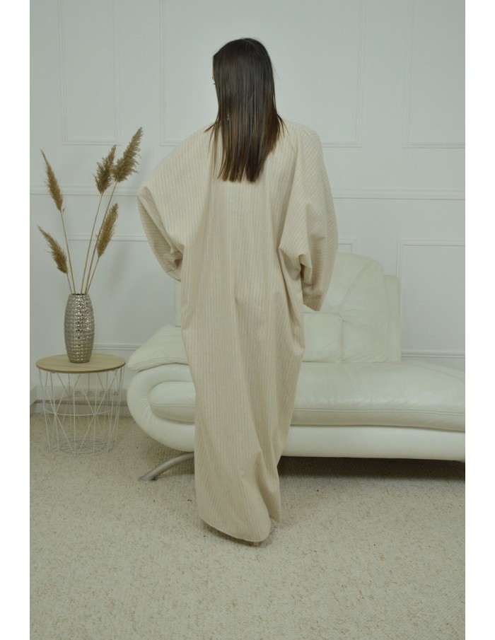KIMONO A RAYURE BEIGE FEMME - Accueil