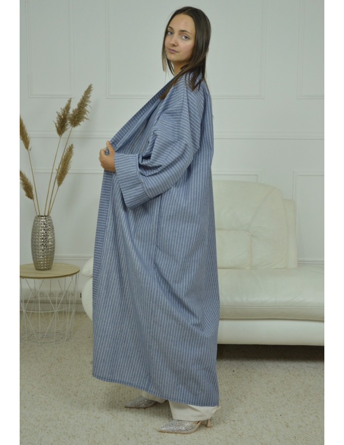 KIMONO A RAYURE BLEU JEANS FEMME - Accueil
