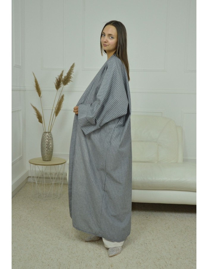 KIMONO A RAYURE GRIS FEMME - Accueil