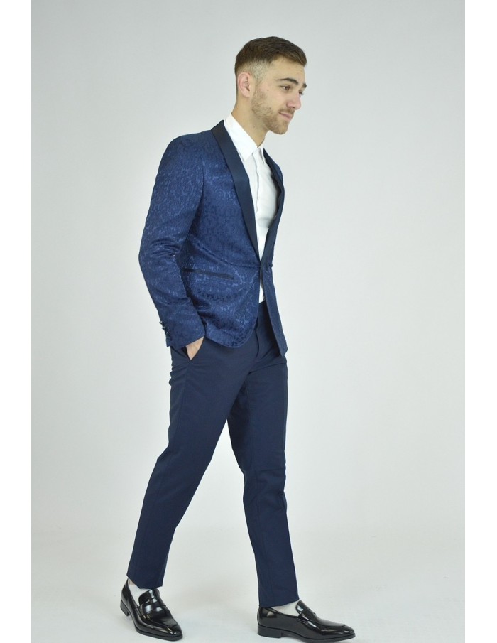 Ensemble costume 2 pièces bleu à motif - homme - Accueil