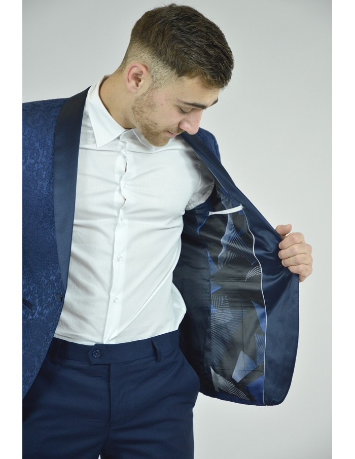 Ensemble costume 2 pièces bleu à motif - homme - Accueil